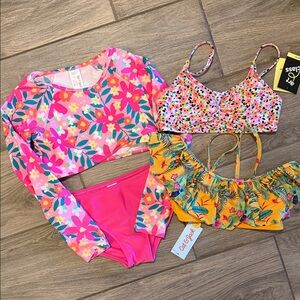 Cat & Jack/Art Class Girls Swim Bundle 4 piece Sz 10-12
